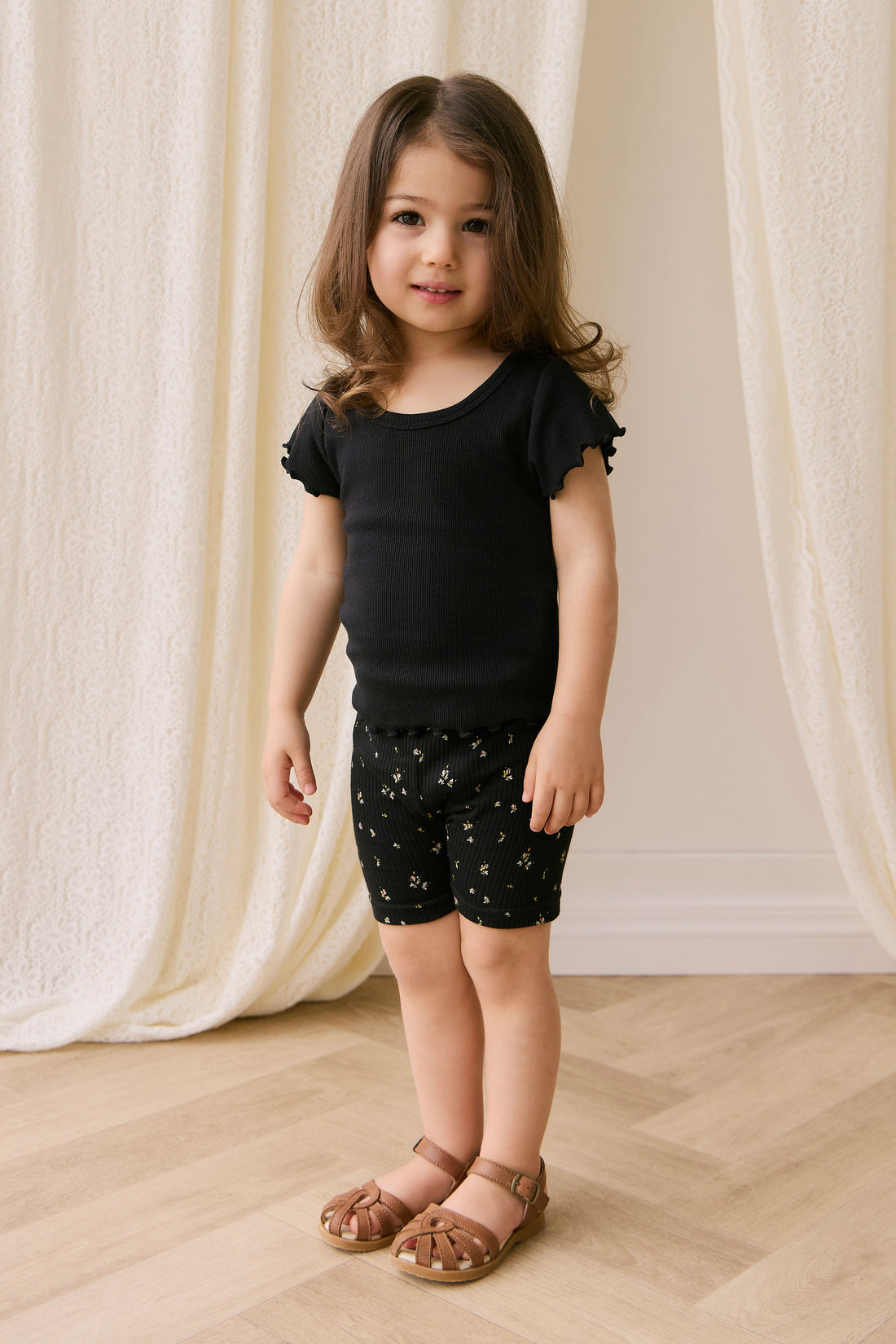 Organic Cotton Modal Elisa Bike Short - Dina Ebony Childrens Shorts from Jamie Kay NZ