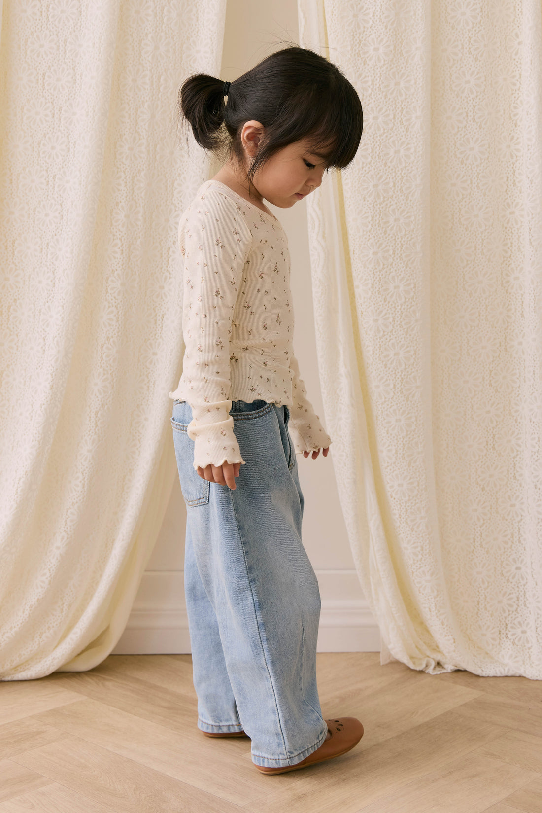 Organic Cotton Fine Rib Agathe Top - Dina Antique Childrens Top from Jamie Kay NZ