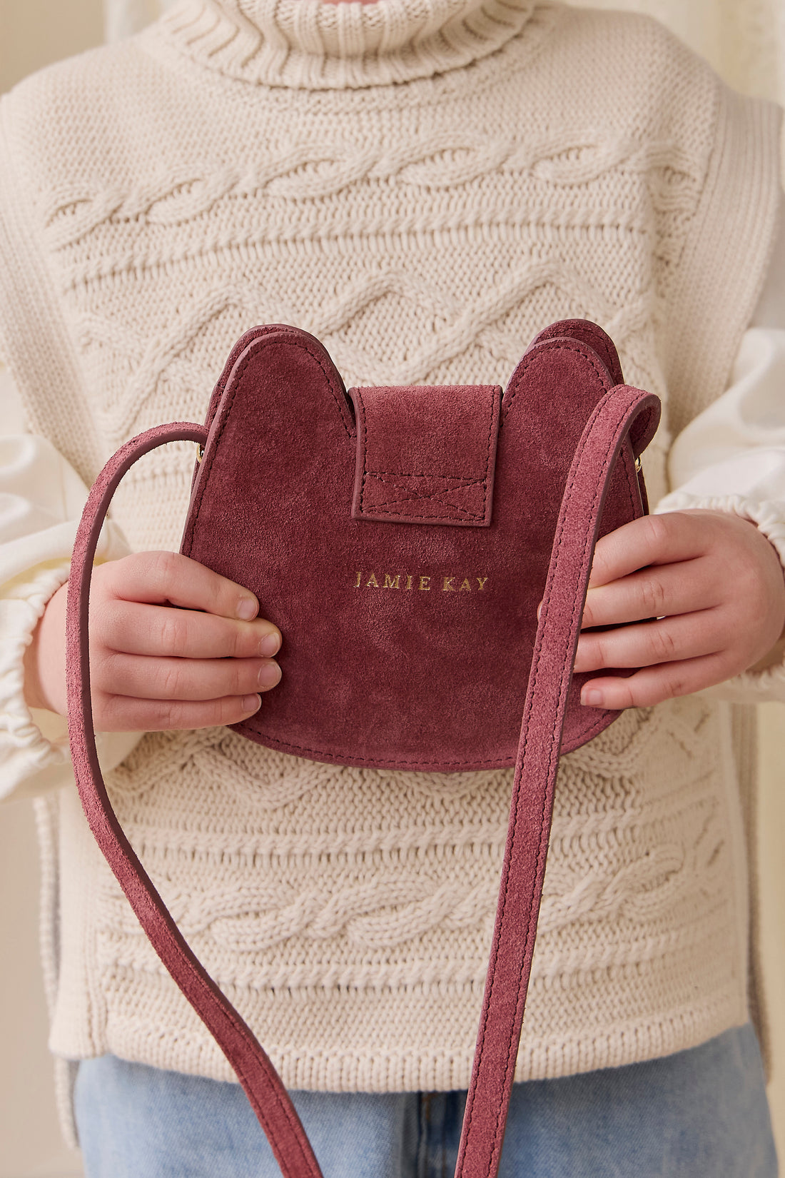 Jamie Kay Leather Shoulder Bag - Plum Pink Childrens Bag from Jamie Kay NZ