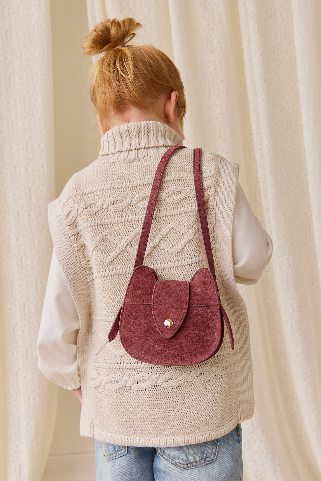 Jamie Kay Leather Shoulder Bag - Plum Pink Childrens Bag from Jamie Kay NZ