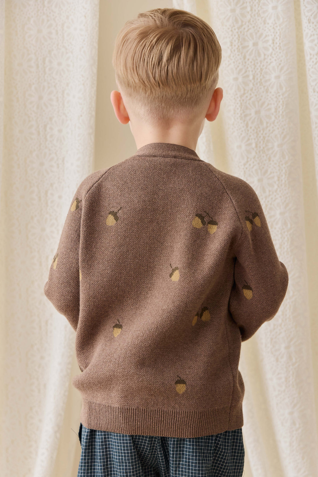 Easton Cardigan - Forest Acorns Toasted Marle Childrens Cardigan from Jamie Kay NZ