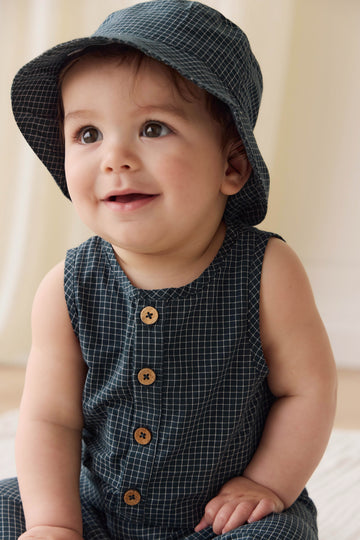 Organic Cotton Bucket Hat - Forest Grid Childrens Hat from Jamie Kay NZ