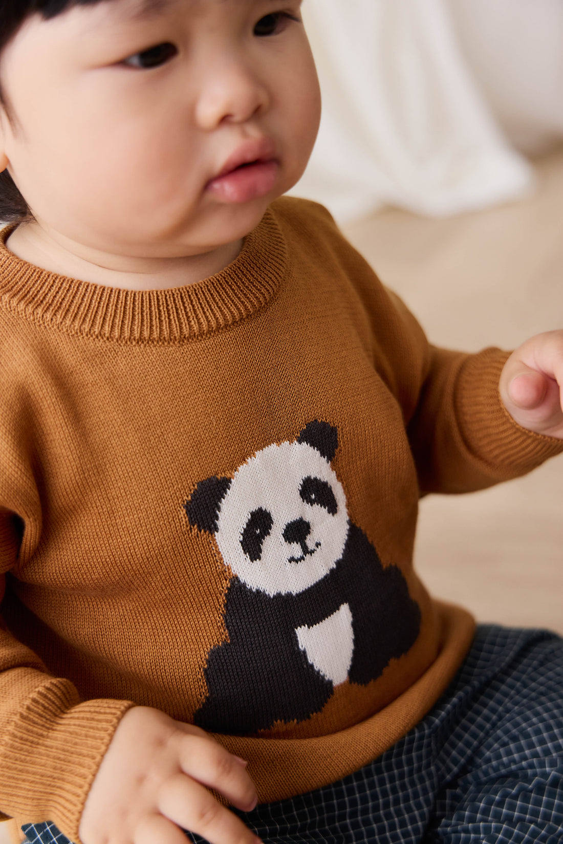 Panda Knit Jumper - Suede Childrens Jumper from Jamie Kay NZ