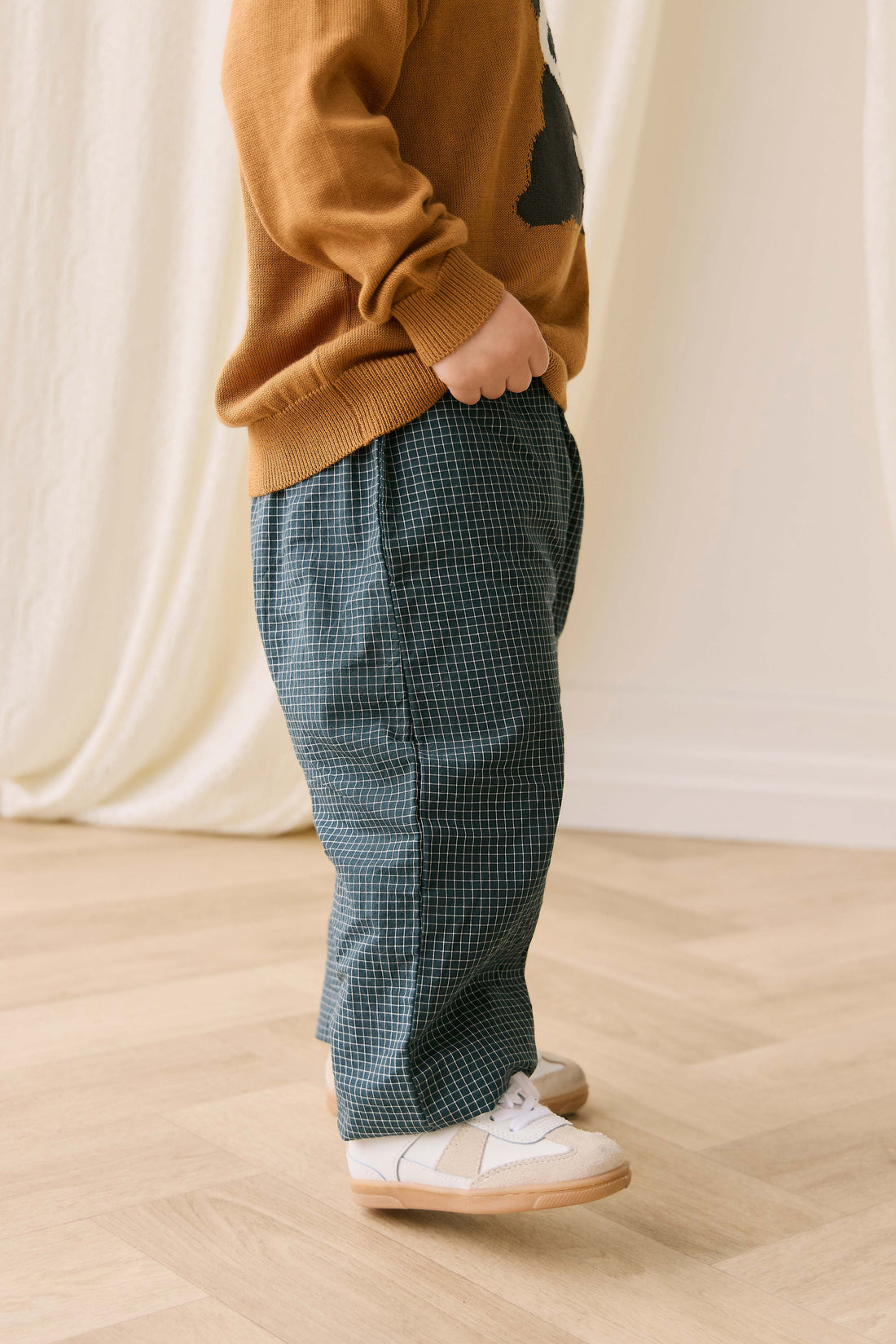 Organic Cotton Kingston Pant - Forest Grid Childrens Pant from Jamie Kay NZ