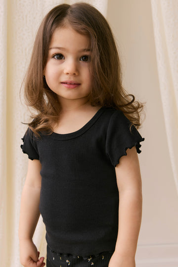 Organic Cotton Fine Rib Ines Top - Ebony Childrens Top from Jamie Kay NZ