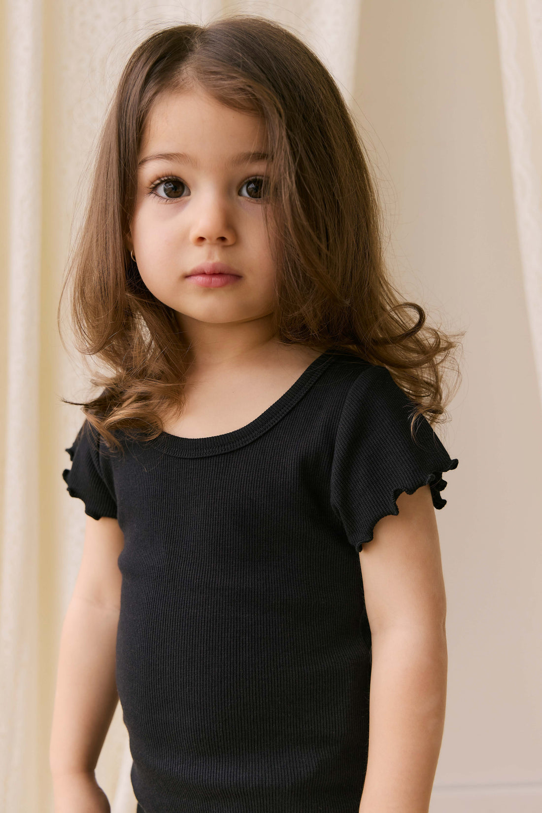 Organic Cotton Fine Rib Ines Top - Ebony Childrens Top from Jamie Kay NZ