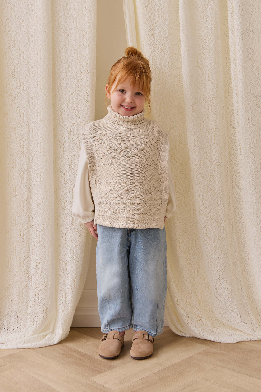 Bianca Poncho - Vanilla Childrens Jumper from Jamie Kay NZ