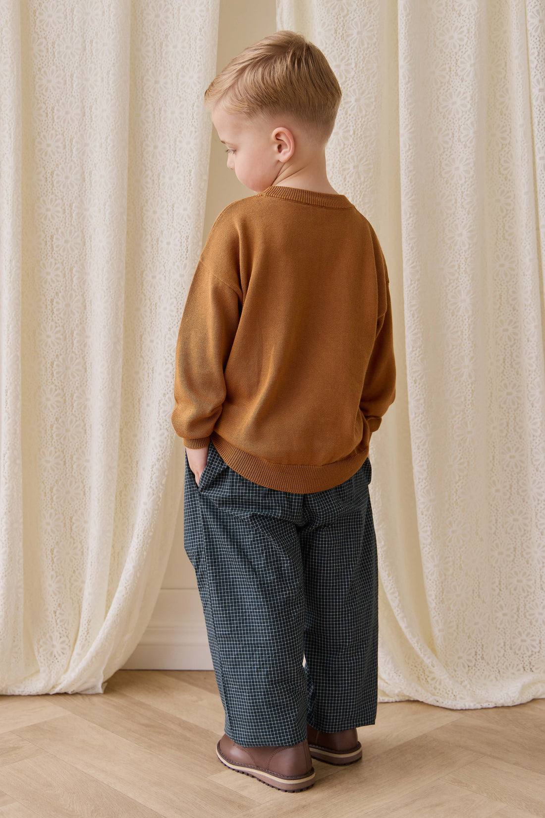 Organic Cotton Kingston Pant - Forest Grid Childrens Pant from Jamie Kay NZ