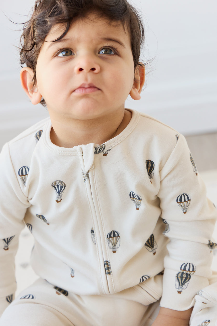 Organic Cotton Reese Zip Onepiece - Montgolfiere Cloud Childrens Onepiece from Jamie Kay NZ