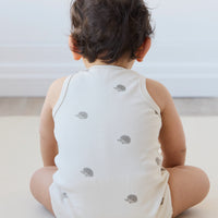 Pima Cotton Noah Playsuit - Henry Hedgehog Birch Childrens Playsuit from Jamie Kay NZ