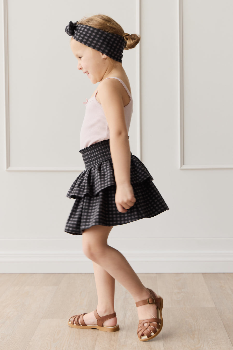 Organic Cotton Ruby Skirt - Gingham Night Childrens Skirt from Jamie Kay NZ