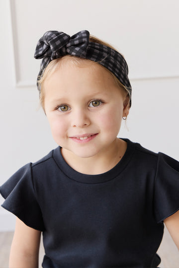 Organic Cotton Headband - Gingham Night Childrens Headband from Jamie Kay NZ