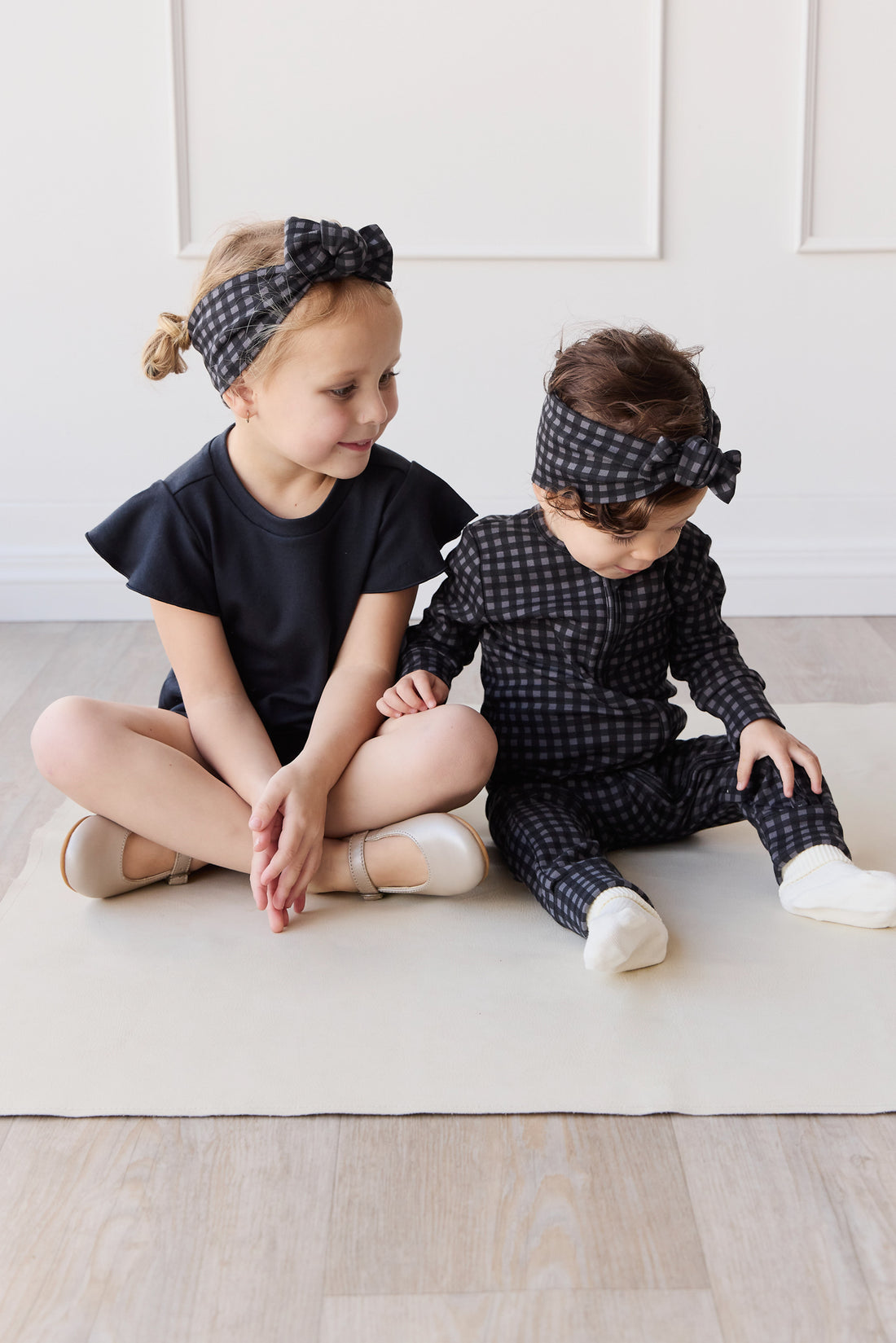 Organic Cotton Headband - Gingham Night Childrens Headband from Jamie Kay NZ