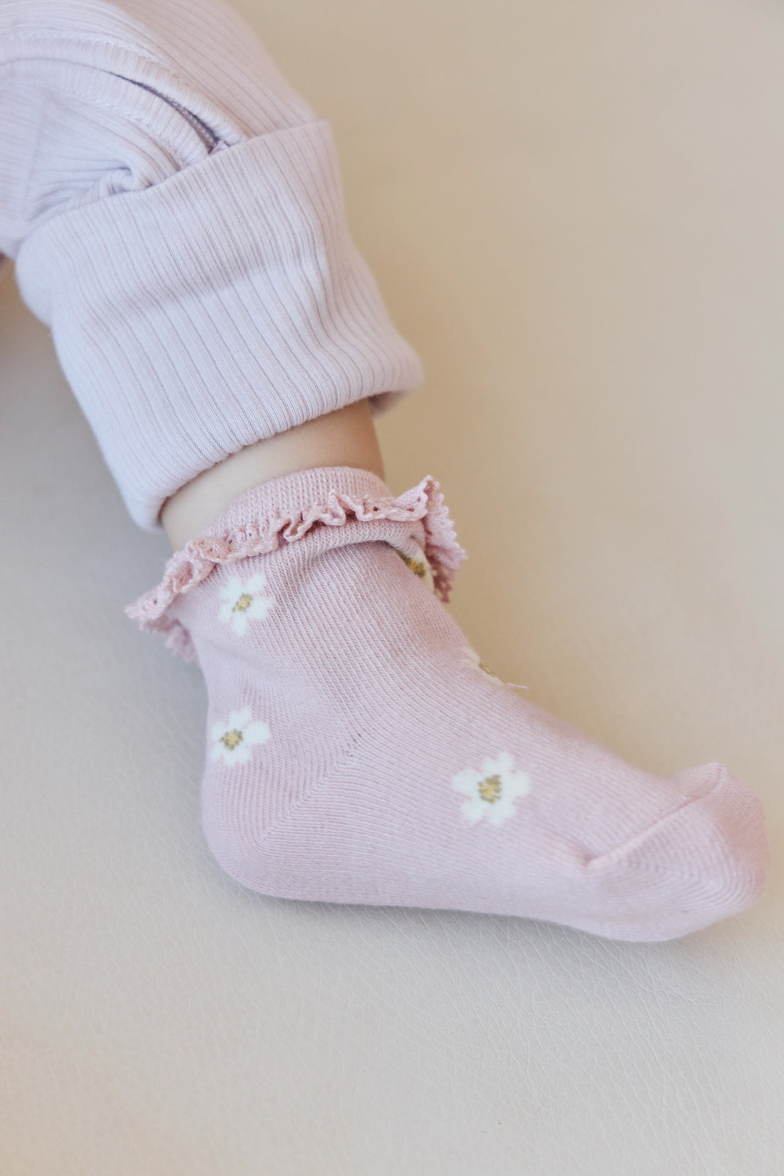 Jacquard Floral Sock - Meredith Morganite Childrens Sock from Jamie Kay NZ