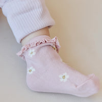 Jacquard Floral Sock - Meredith Morganite Childrens Sock from Jamie Kay NZ