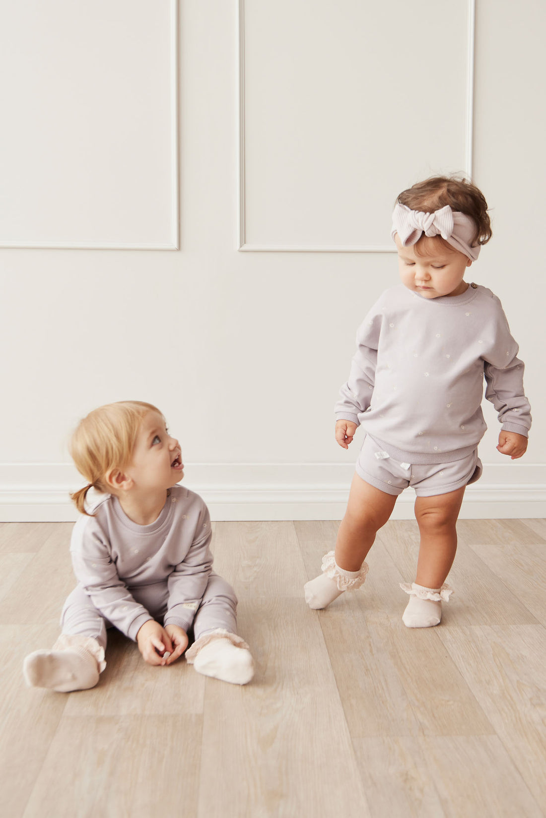 Organic Cotton Bobbie Sweatshirt - Annie Ditzy Violet Ice Childrens Top from Jamie Kay NZ