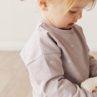 Organic Cotton Bobbie Sweatshirt - Annie Ditzy Violet Ice Childrens Top from Jamie Kay NZ