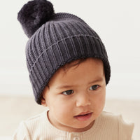 Aurelie Beanie - Black Bean Childrens Hat from Jamie Kay NZ