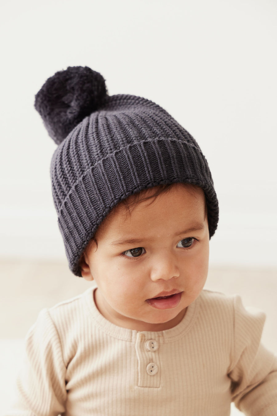 Aurelie Beanie - Black Bean Childrens Hat from Jamie Kay NZ