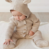 Bear Knit Onepiece - Sand Marle Fleck Childrens Onepiece from Jamie Kay NZ