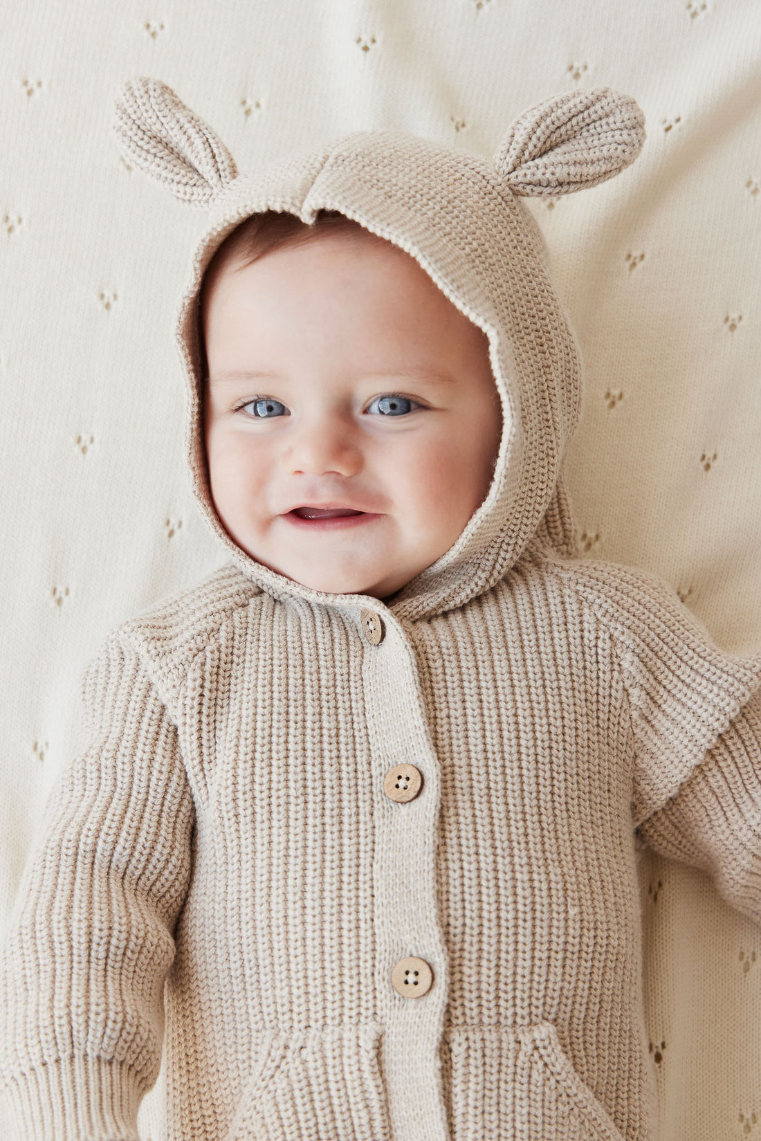 Bear Knit Onepiece - Sand Marle Fleck Childrens Onepiece from Jamie Kay NZ