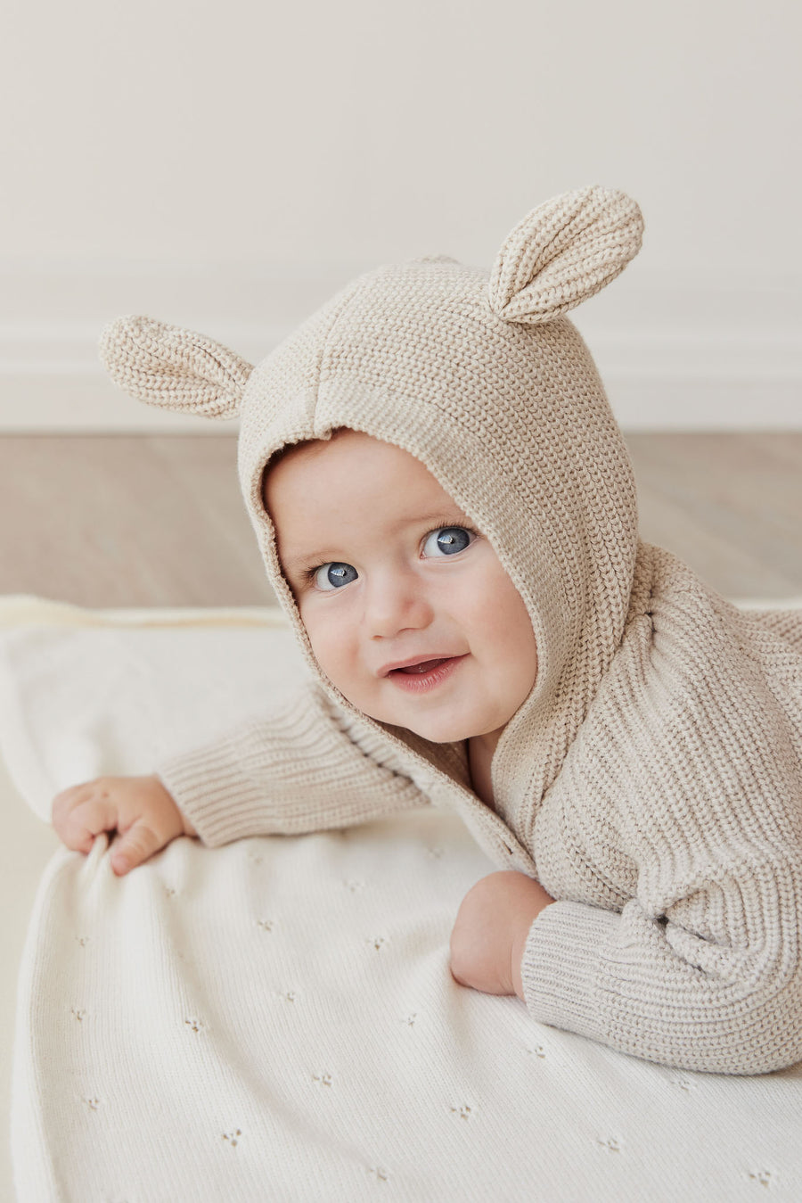 Bear Knit Onepiece - Sand Marle Fleck Childrens Onepiece from Jamie Kay NZ