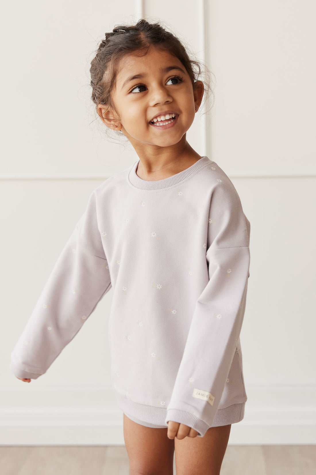 Organic Cotton Bobbie Sweatshirt - Annie Ditzy Violet Ice Childrens Top from Jamie Kay NZ