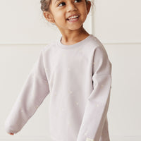 Organic Cotton Bobbie Sweatshirt - Annie Ditzy Violet Ice Childrens Top from Jamie Kay NZ