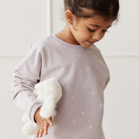 Organic Cotton Bobbie Sweatshirt - Annie Ditzy Violet Ice Childrens Top from Jamie Kay NZ