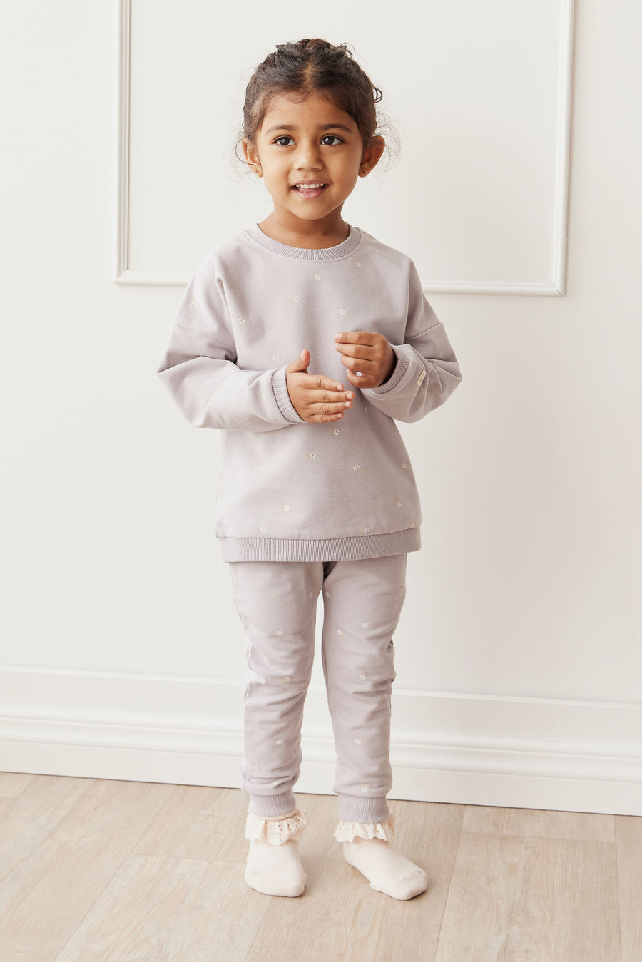 Organic Cotton Morgan Track Pant - Annie Ditzy Violet Ice Childrens Pant from Jamie Kay NZ