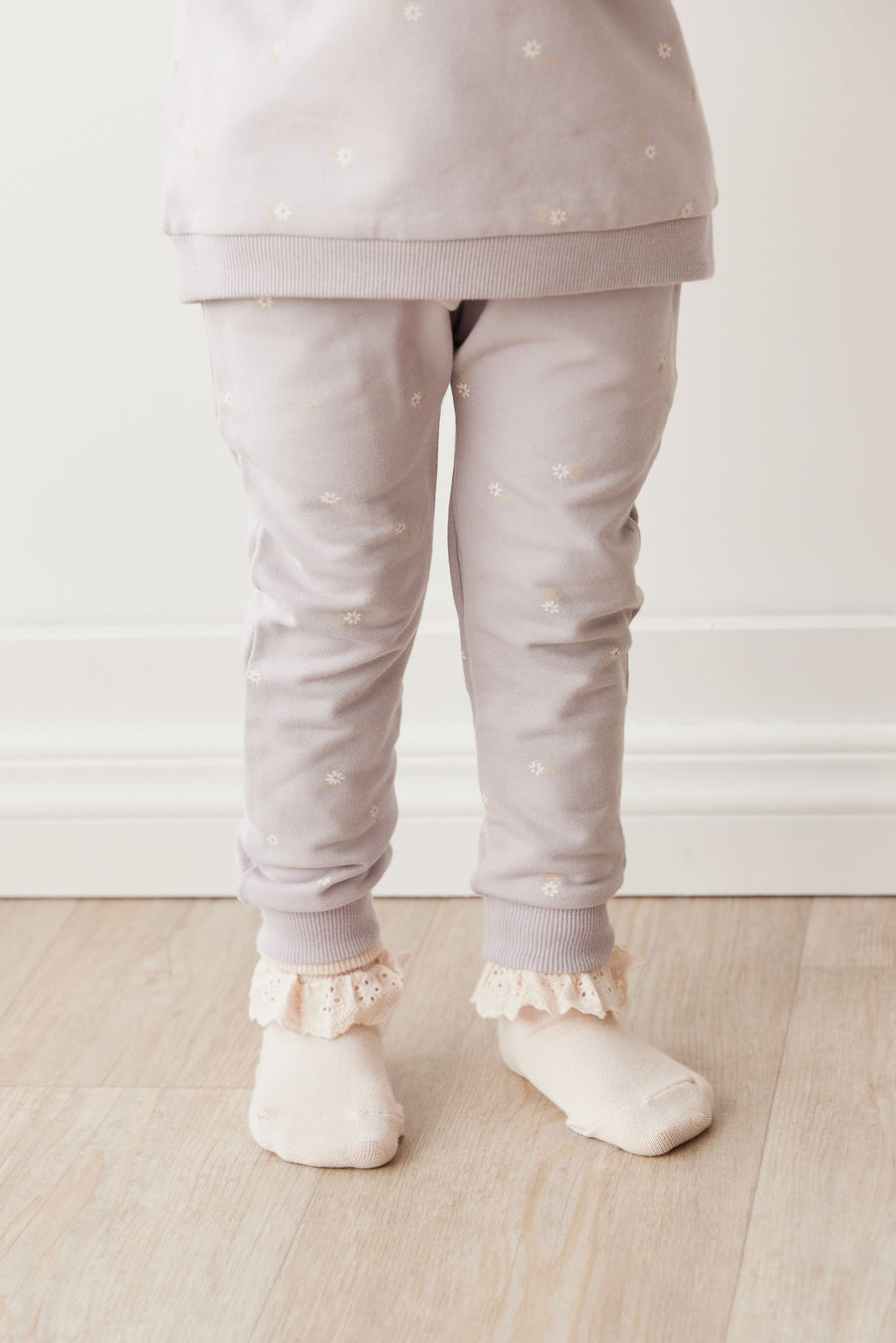 Organic Cotton Morgan Track Pant - Annie Ditzy Violet Ice Childrens Pant from Jamie Kay NZ