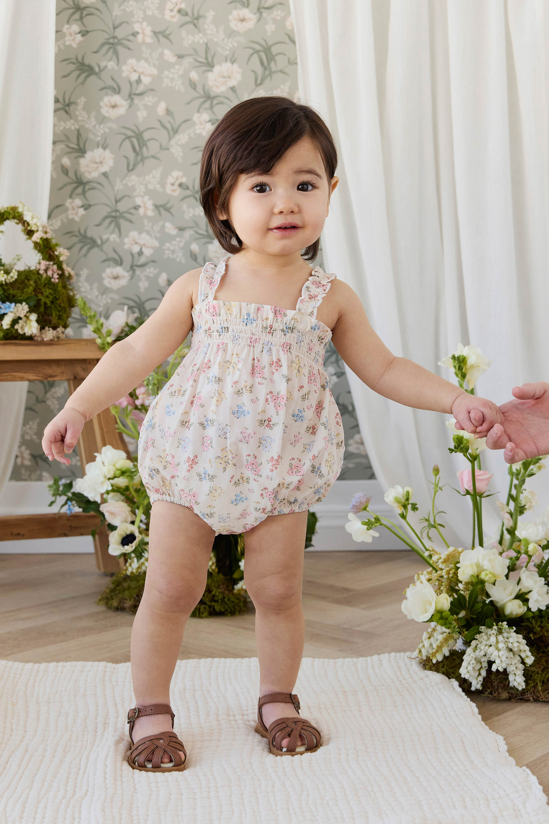 Organic Cotton Cassidy Playsuit - Morgan Vanilla Childrens Pants from Jamie Kay NZ