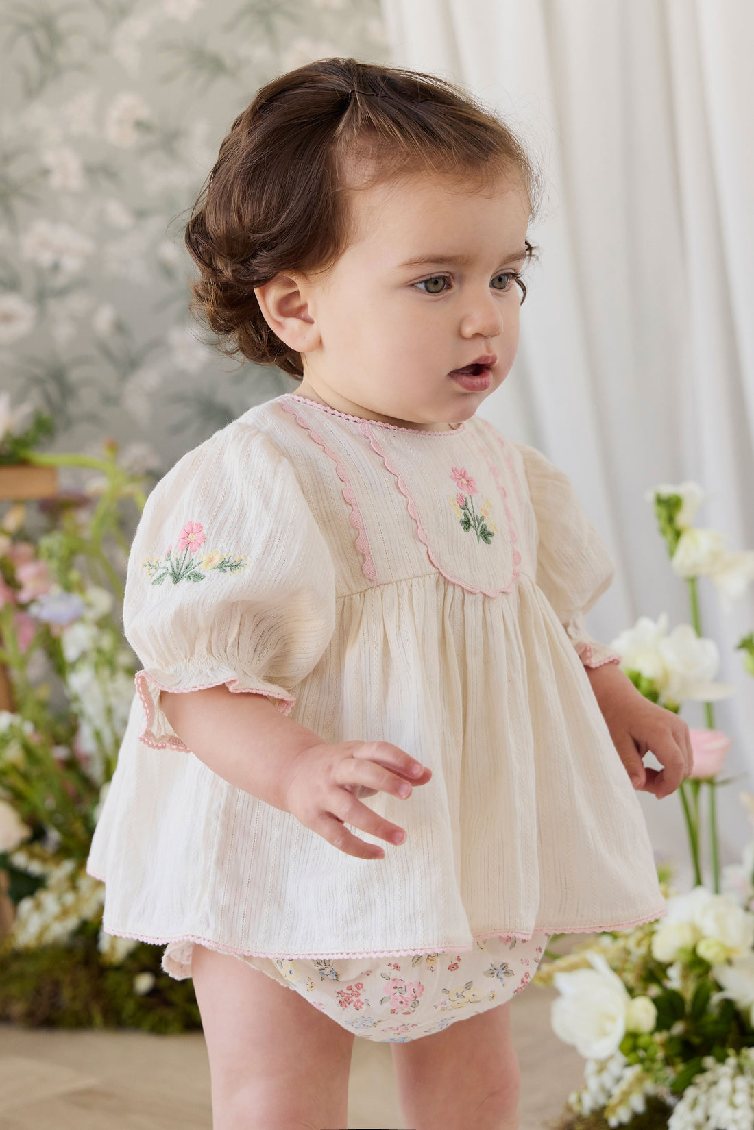 Organic Cotton Marlene Bloomer - Morgan Vanilla Childrens Bloomer from Jamie Kay NZ