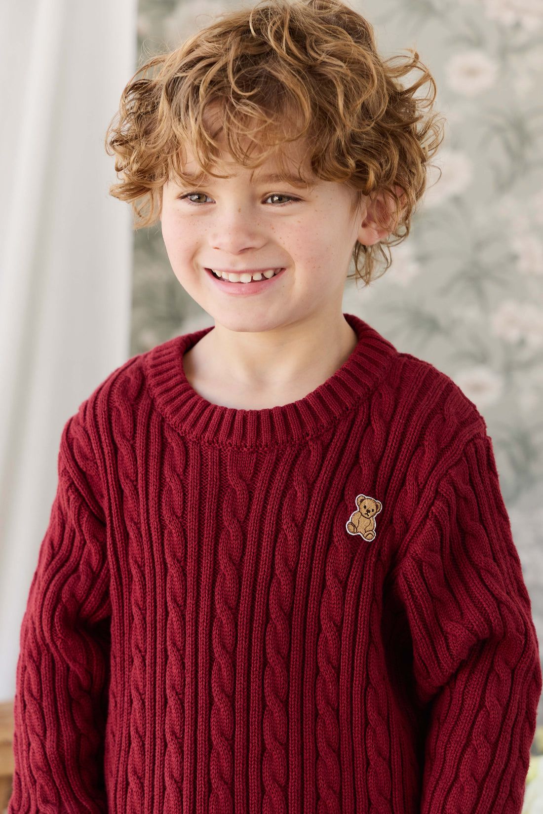 Richard Knit Jumper - Cherry Childrens Jumper from Jamie Kay NZ