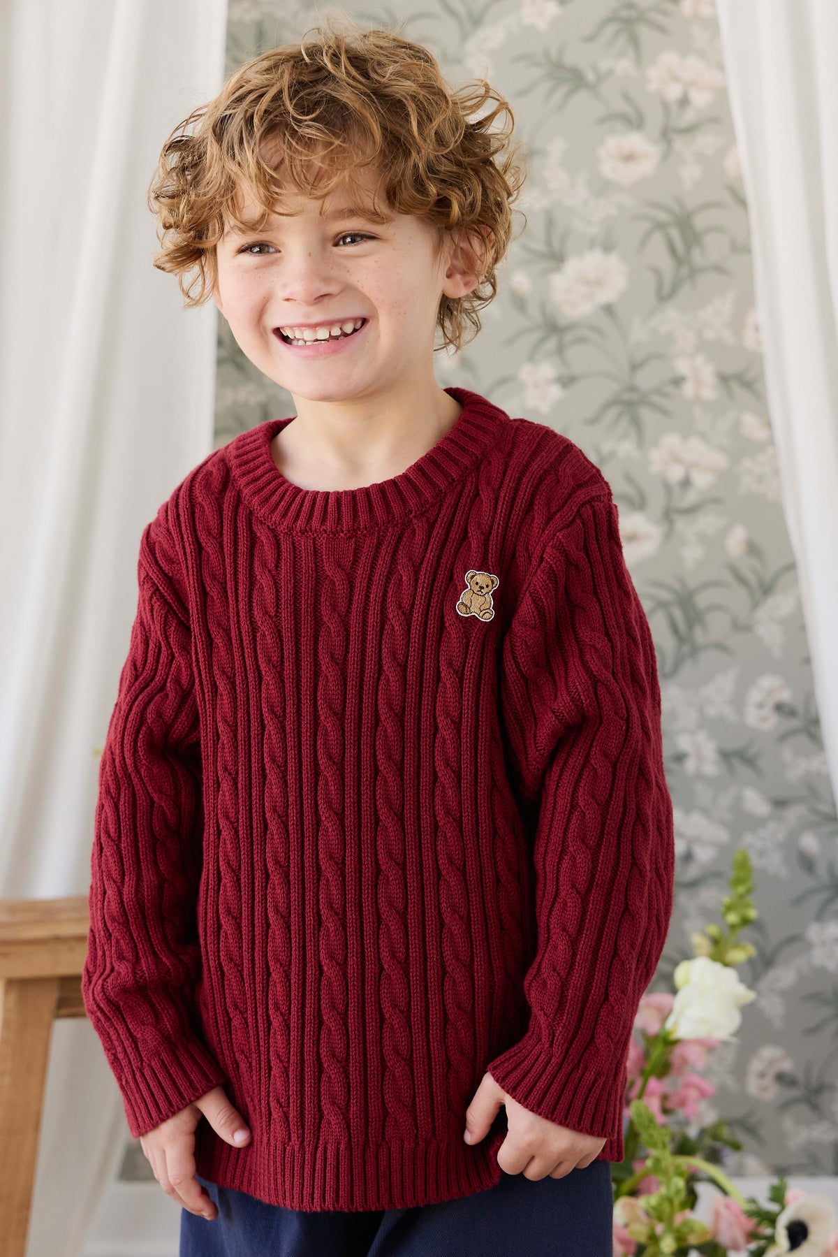 Richard Knit Jumper - Cherry Childrens Jumper from Jamie Kay NZ