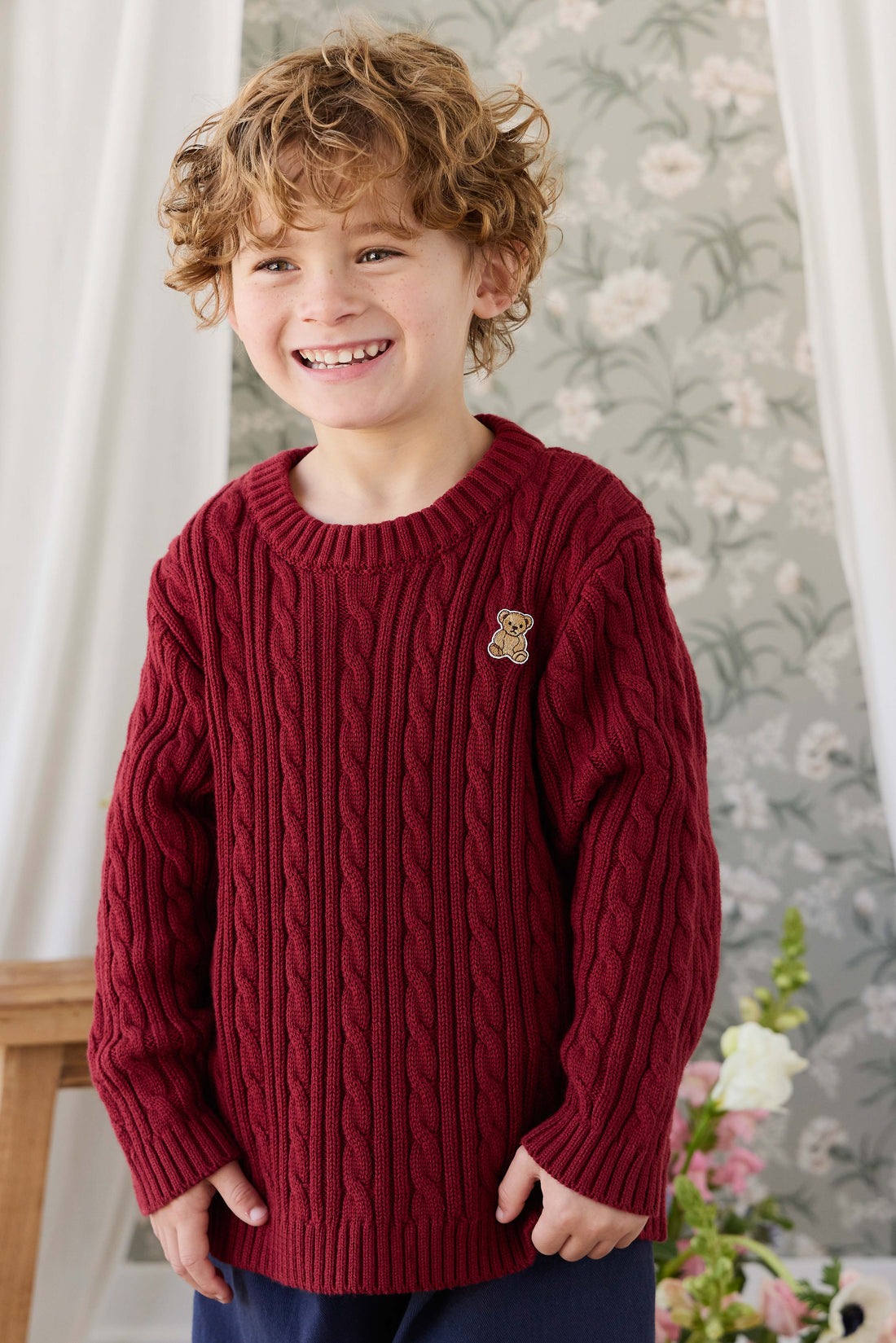 Richard Knit Jumper - Cherry Childrens Jumper from Jamie Kay NZ