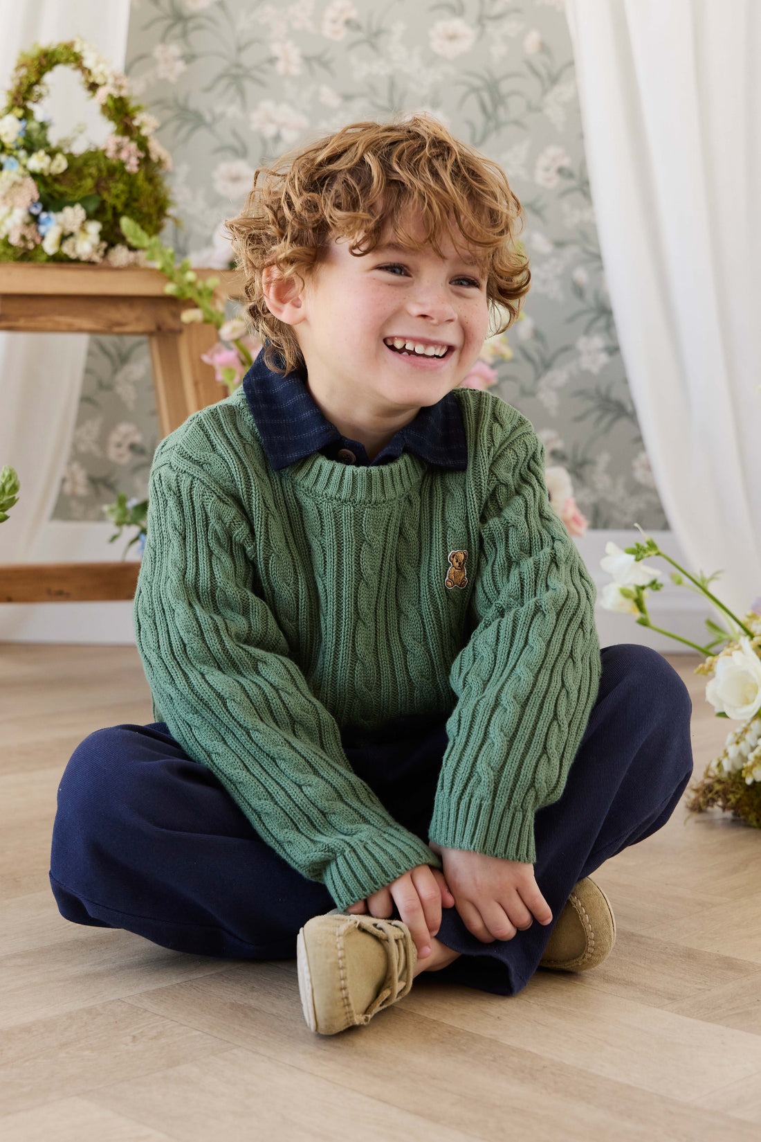 Richard Knit Jumper - Dark Jade Childrens Jumper from Jamie Kay NZ