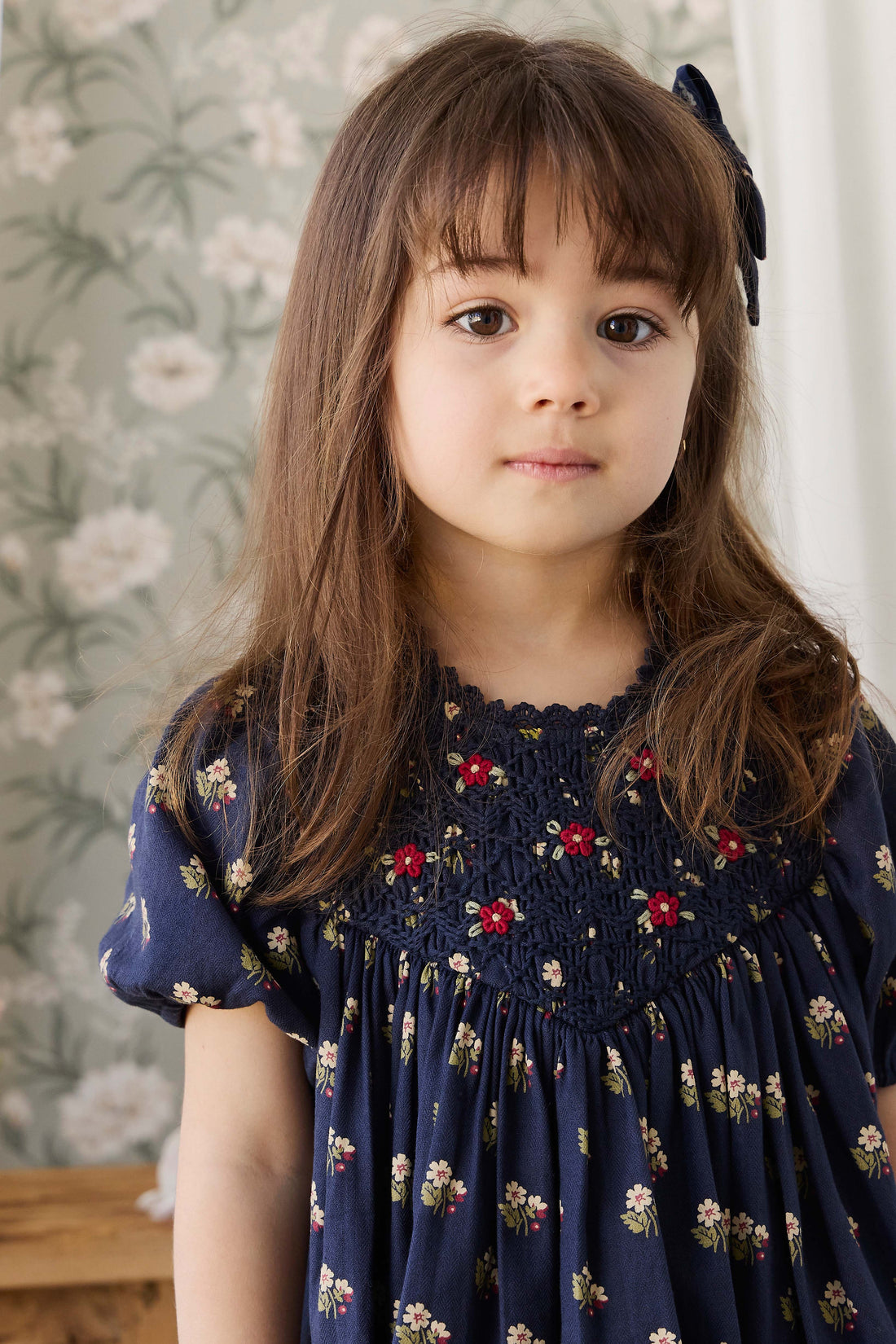 Organic Cotton Wanda Dress - Elsa Navy Childrens Dress from Jamie Kay NZ