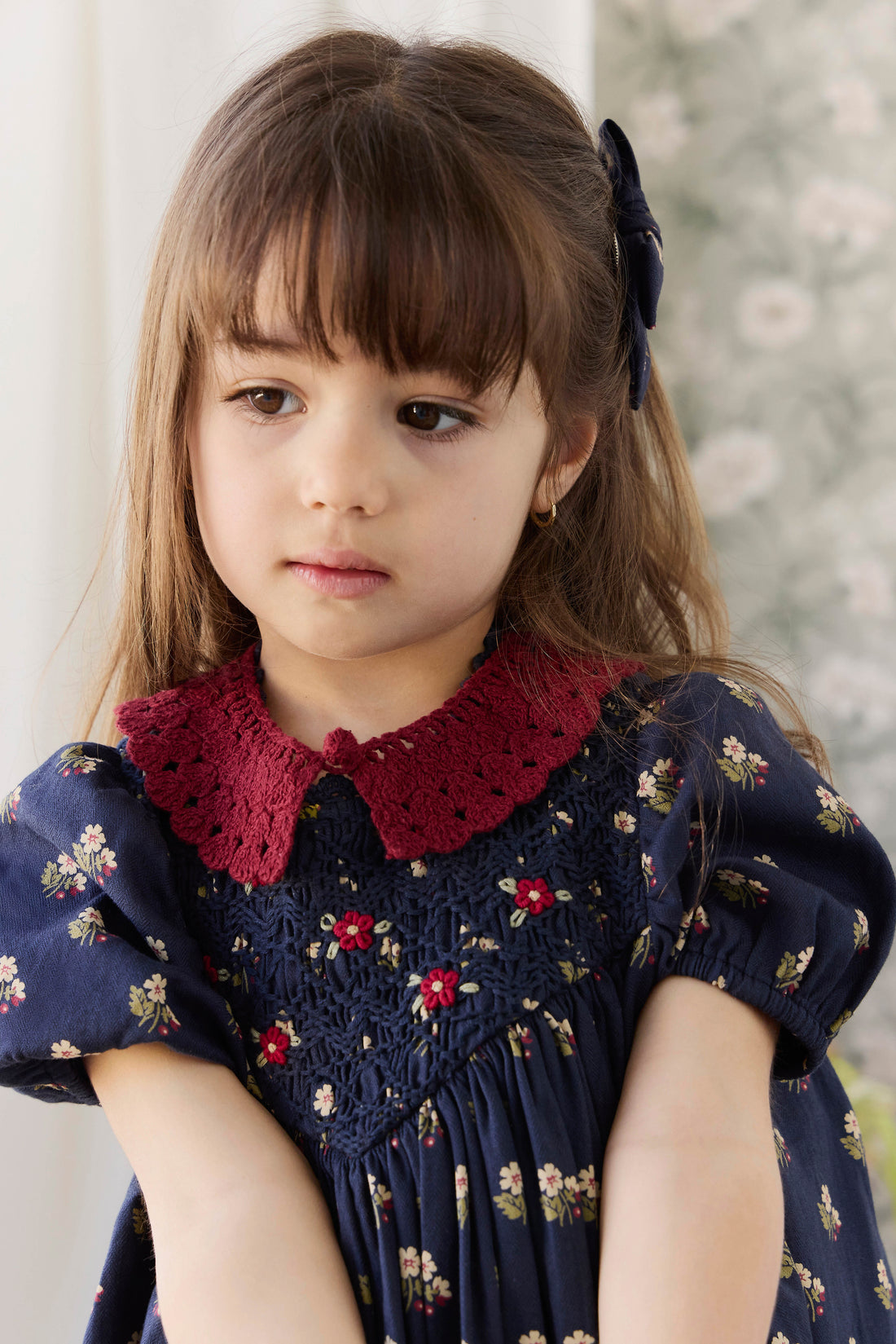 Jovie Knit Collar - Josephine Embroidery Vintage Cherry Childrens Scarf from Jamie Kay NZ