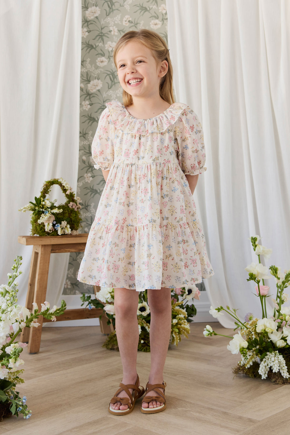 Organic Cotton Acacia Dress - Morgan Vanilla Childrens Dress from Jamie Kay NZ
