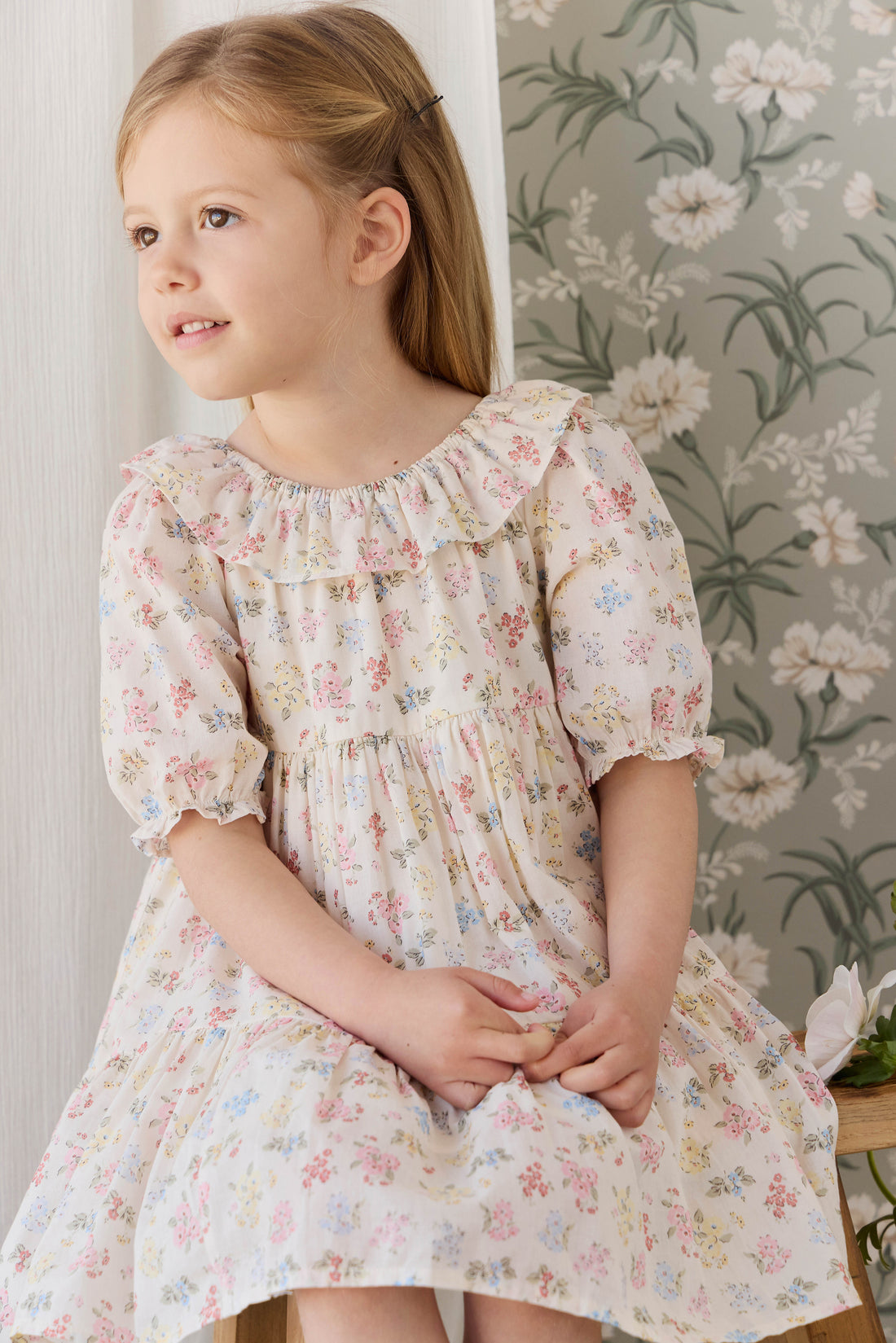 Organic Cotton Acacia Dress - Morgan Vanilla Childrens Dress from Jamie Kay NZ
