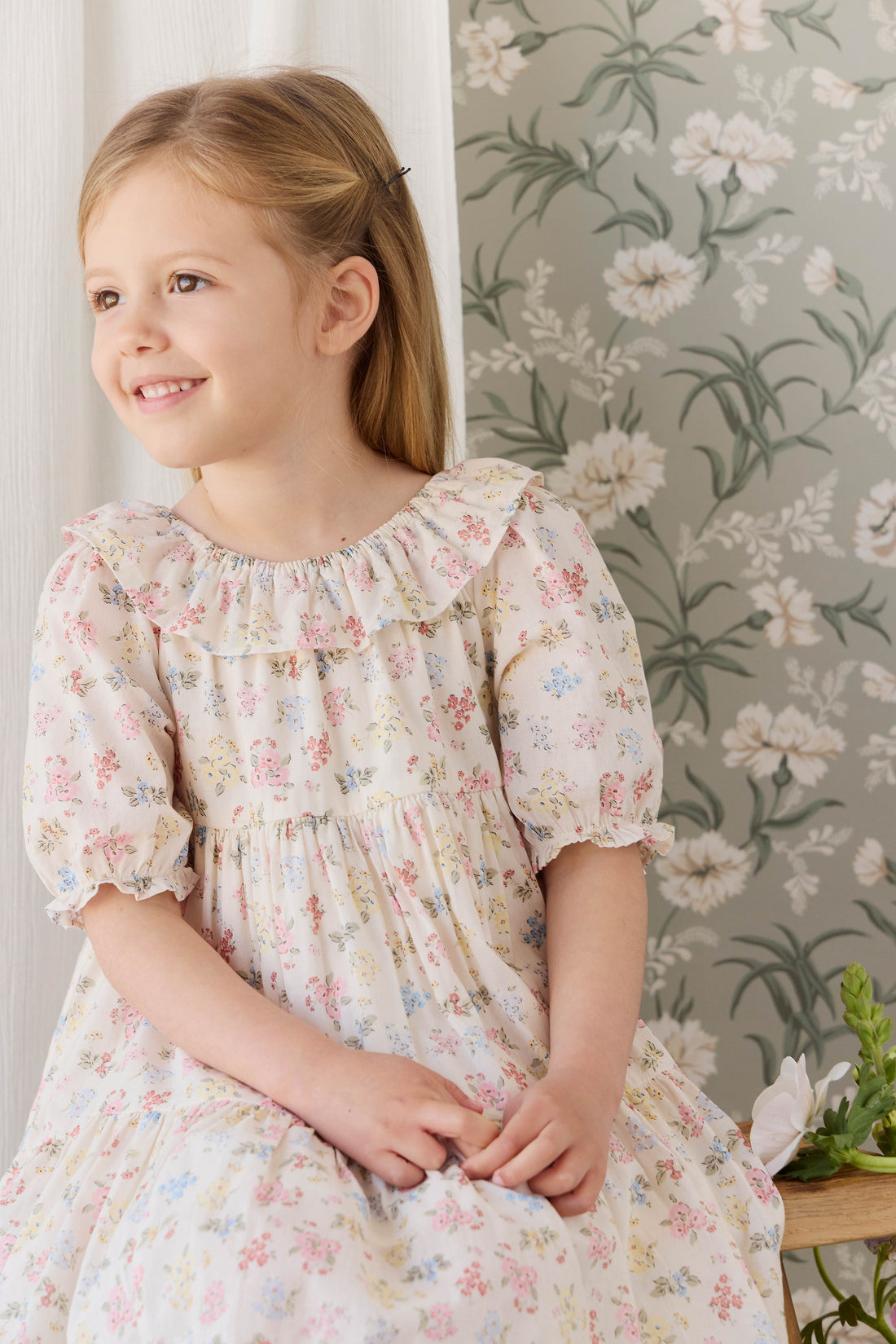 Organic Cotton Acacia Dress - Morgan Vanilla Childrens Dress from Jamie Kay NZ