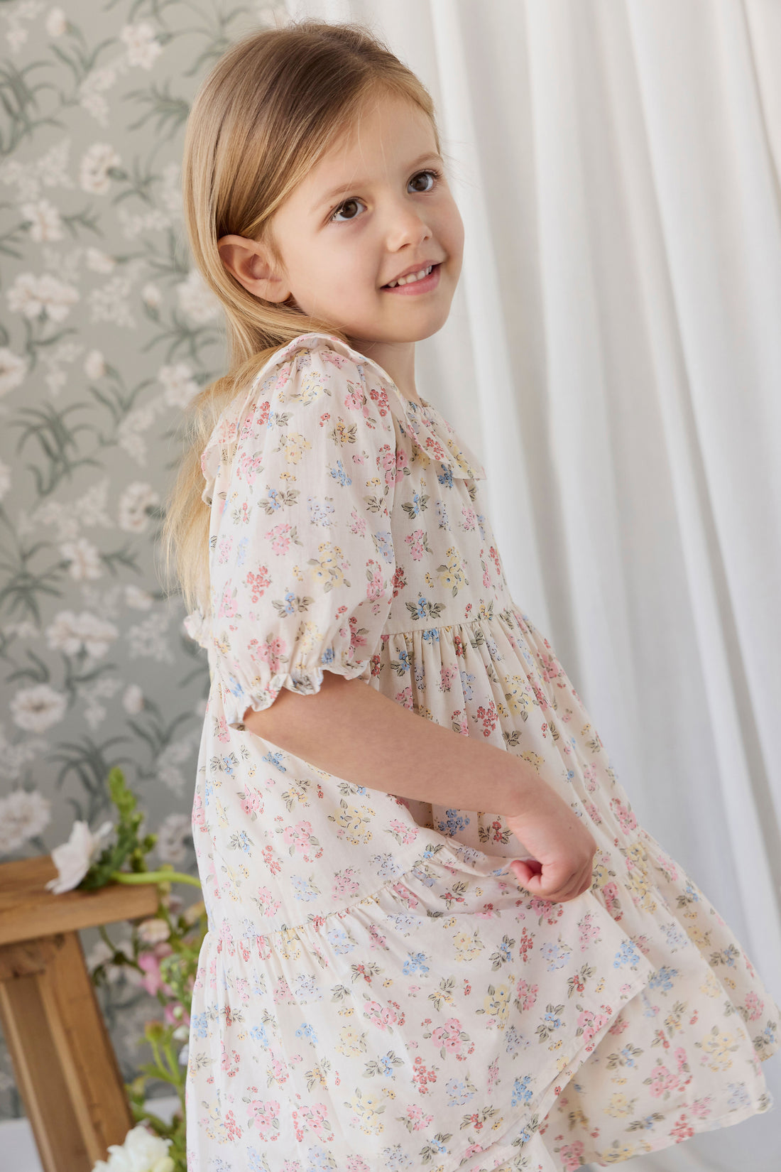 Organic Cotton Acacia Dress - Morgan Vanilla Childrens Dress from Jamie Kay NZ
