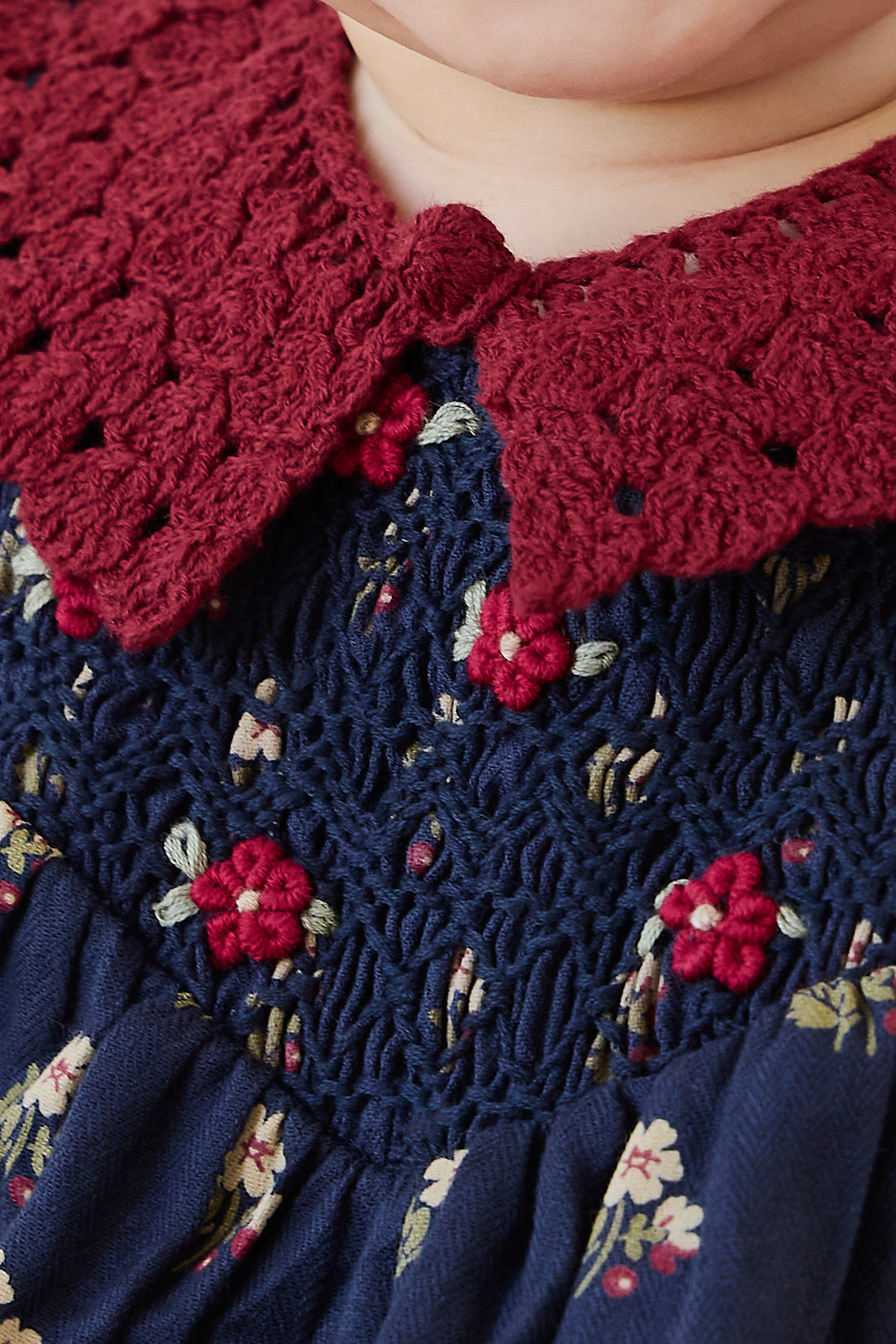 Jovie Knit Collar - Josephine Embroidery Vintage Cherry Childrens Scarf from Jamie Kay NZ