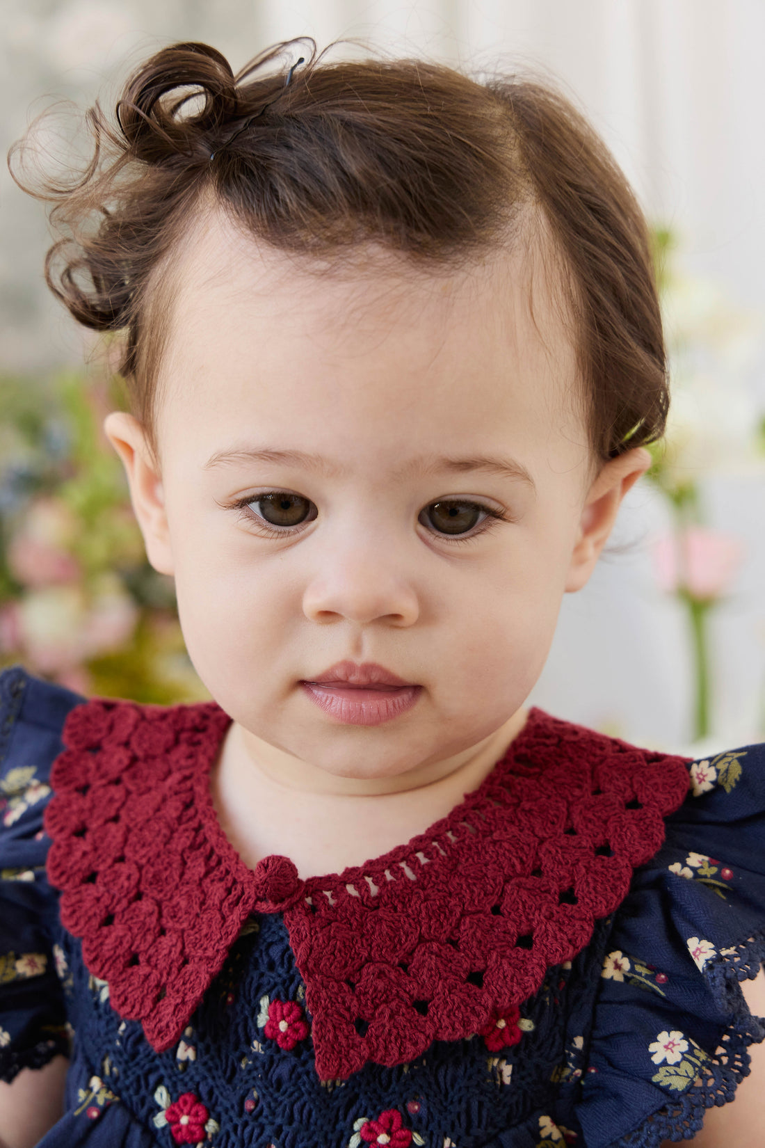 Jovie Knit Collar - Josephine Embroidery Vintage Cherry Childrens Scarf from Jamie Kay NZ