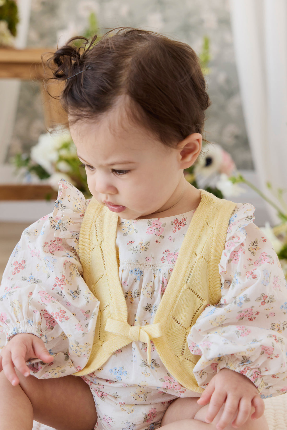 Organic Cotton Kaianna Playsuit - Morgan Vanilla Childrens Playsuit from Jamie Kay NZ
