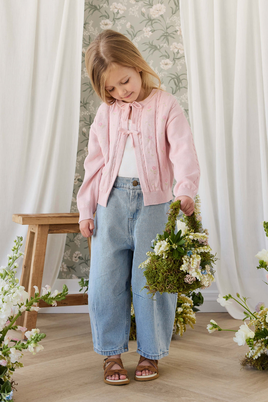 Anabella Knitted Cardigan - Annabella Jacquard Trinket Childrens Cardigan from Jamie Kay NZ