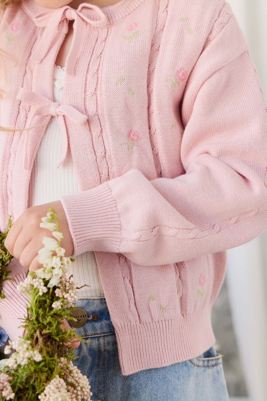 Anabella Knitted Cardigan - Annabella Jacquard Trinket Childrens Cardigan from Jamie Kay NZ