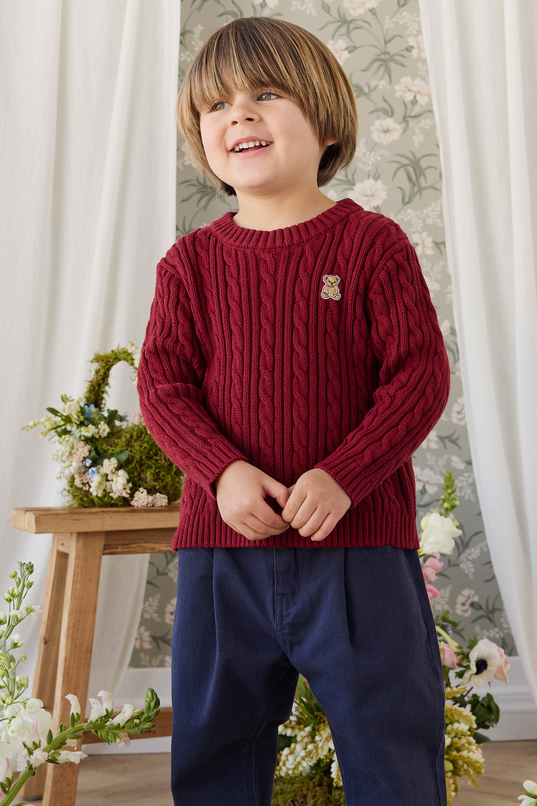 Richard Knit Jumper - Cherry Childrens Jumper from Jamie Kay NZ