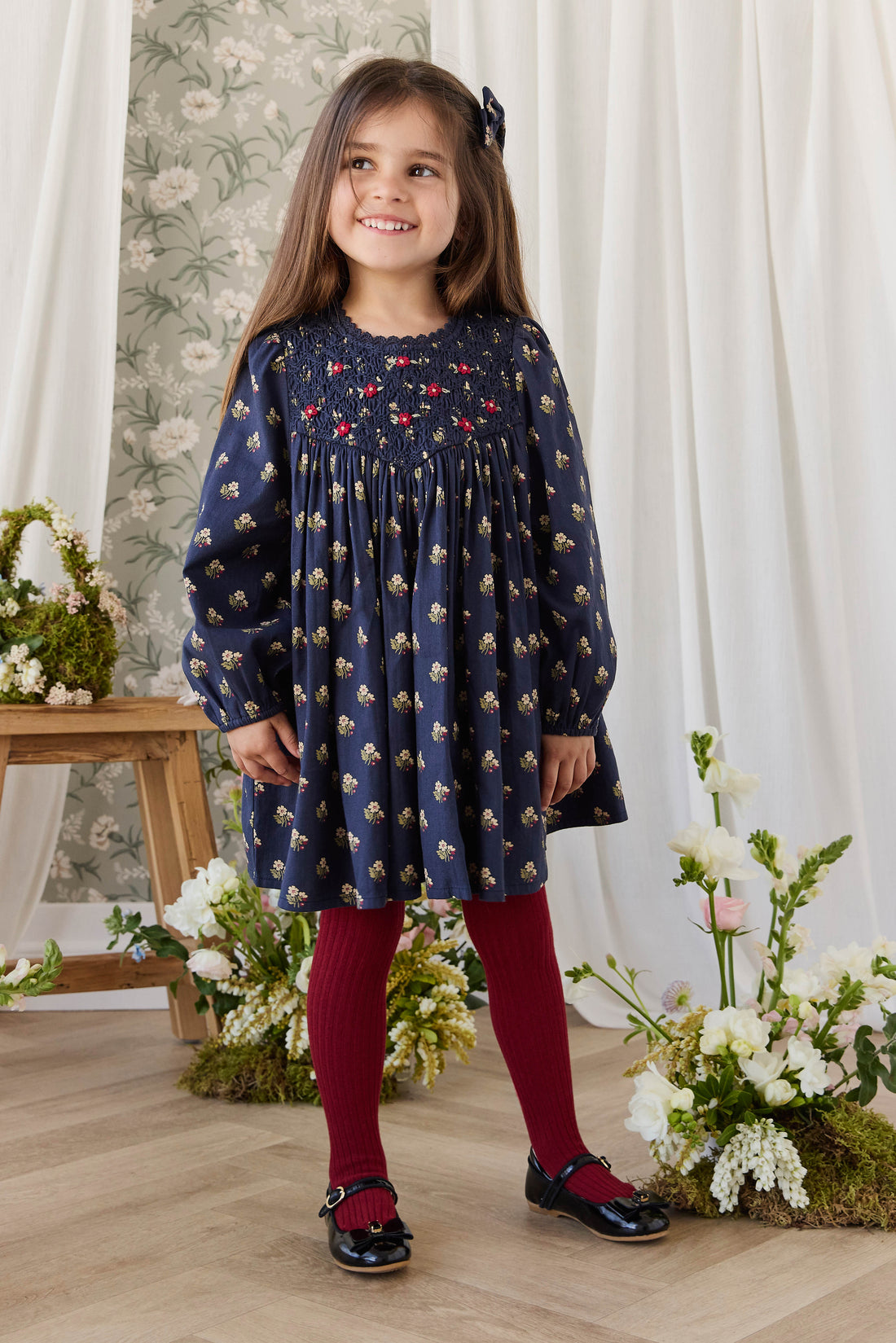 Ribbed Tight - Cherry Childrens Tights from Jamie Kay NZ